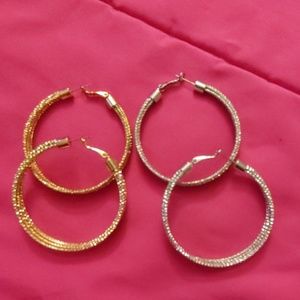 Set of gold and silver hoops